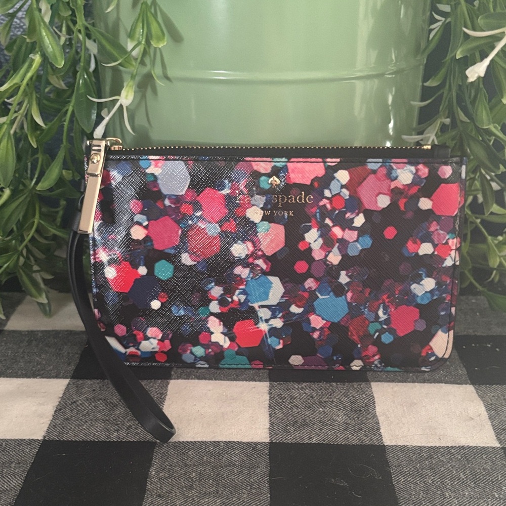 kate spade Black Multi Confetti Zip Wristlet